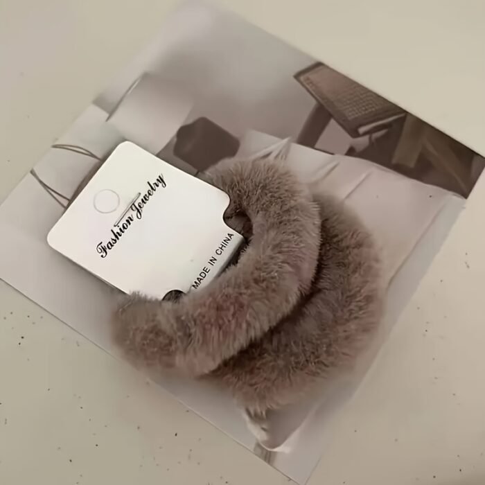 6pcs Plush Hair Tie Set - Soft, Cute & Sweet Autumn/Winter Colors for Women's Ponytails & Buns - Image 9