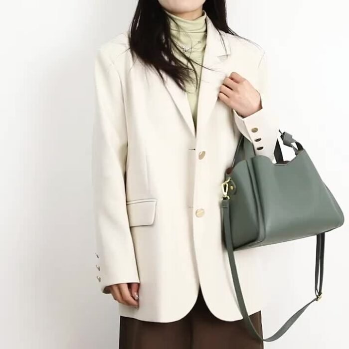 Lightweight PU Leather Fashion Shoulder Bag for Women - Adjustable Crossbody Handbag with Secure Zip Closure, Solid Color Design, Polyester Lining, Chic Bucket Style, Versatile Occasion Accessory, Baigou Crafted - Image 16