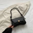 2025 Trendy Women's Synthetic Leather Handbag - Minimalist Top Handle Tote with Golden Clasp Closure, Versatile Shoulder Bag for Work & Casual, Durable Oil-Edged Seams, Available in Black/White/Khaki/Brown/Green