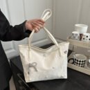 3 Colors Available Tote Bag - Black, Silvery, White Options with Multi-Element Premium Bow Women's Bag 20 New Styles for Students and Office Commuters' Fashionable Totes, Best Gift for Friends or Girlfriend