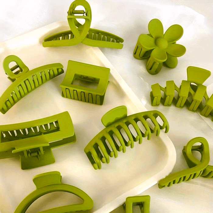 8 Pieces of Adult Hair Clips: Large Size, Shark Clip, Grip Clip, Gradient Combination Set, Hair Accessory Edge Clips - Suitable for Ages 14 and Up, Resin Material, Rectangular Shape, Bow and Flower Designs, Large Size, Set of 8, Elegant and Sweet Style - Image 11
