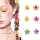 [Sweet | Colored] 6pcs Sweet Colored Frangipani Flower Resin Hair Clips | Suitable For Party, Holiday Hair Styling | Perfect Gifts For Girls