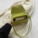 2025 Trendy Women's Synthetic Leather Handbag - Minimalist Top Handle Tote with Golden Clasp Closure, Versatile Shoulder Bag for Work & Casual, Durable Oil-Edged Seams, Available in Black/White/Khaki/Brown/Green