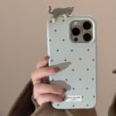 Simple Wave Dot Cute Three-dimensional Purr Cat Mobile Phone Case Suitable for Apple 16/15/14/13/12 Series
