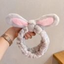 Cute Bunny Ear Hairband Headband with Soft Polyester Fabric - Pastel Pink & White Hair Accessories for Daily Use, Face Washing, Styling & Cosmetics