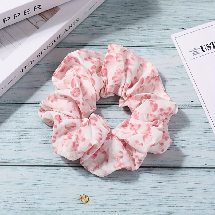 1pc Korean Style Large Floral Scrunchie - Soft Fabric, Ruffled Design, Elastic Hair Band for Women, Perfect for High Ponytails, Beach Outings, and Casual Wear, Ponytail Holder|Floral Print Scrunchie|Easycare Fabric, Cute Hair Accessorie - Image 10