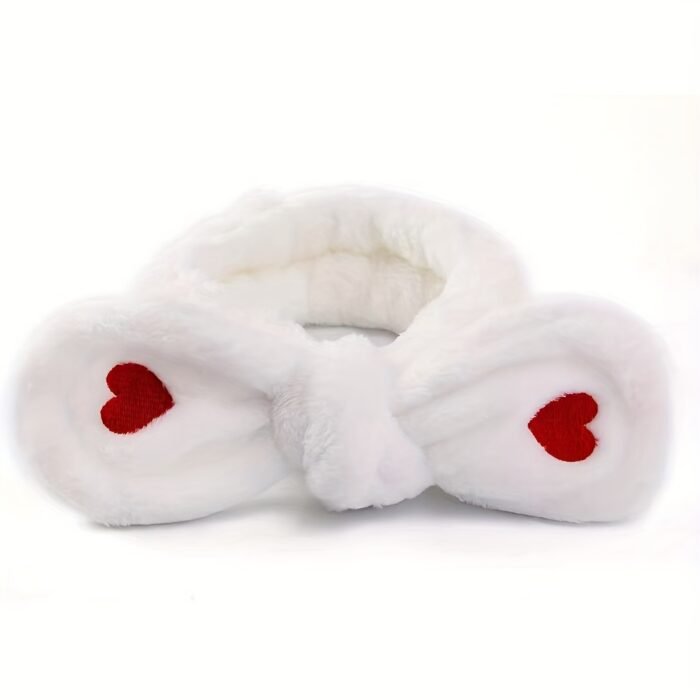 Cute Bunny Ear Hairband Headband with Soft Polyester Fabric - Pastel Pink & White Hair Accessories for Daily Use, Face Washing, Styling & Cosmetics - Image 3