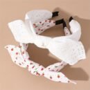 2pcs Cute Pink Strawberry & Floral Bunny Ear Headbands for Girls - Sweet, Versatile Hair Accessories with Bow Detail