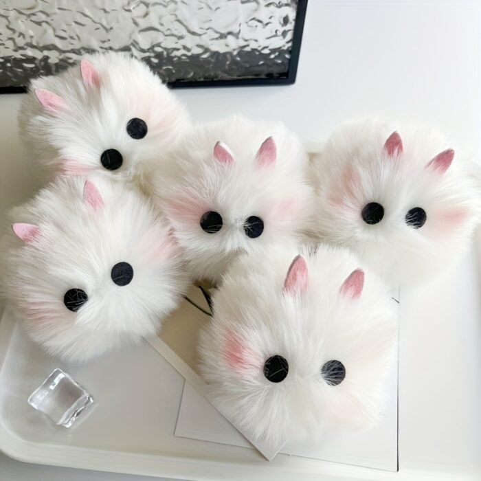 Adorable Pink Blush Bunny Plush Hair Clips - Soft and Sweet Cartoon Rabbit Barrettes for Women and, Hair Accessorie - Image 4