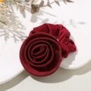 1pc Elegant Rose Flower Scrunchie, Korean Style Fabric Hair Tie, Simple Solid Color, Floral Hair Accessory for Women, Single Pack