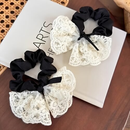 New lace bow, large intestine headband, Korean version hair accessory, sweet headband, cute headband, rubber band, stylish headband accessory