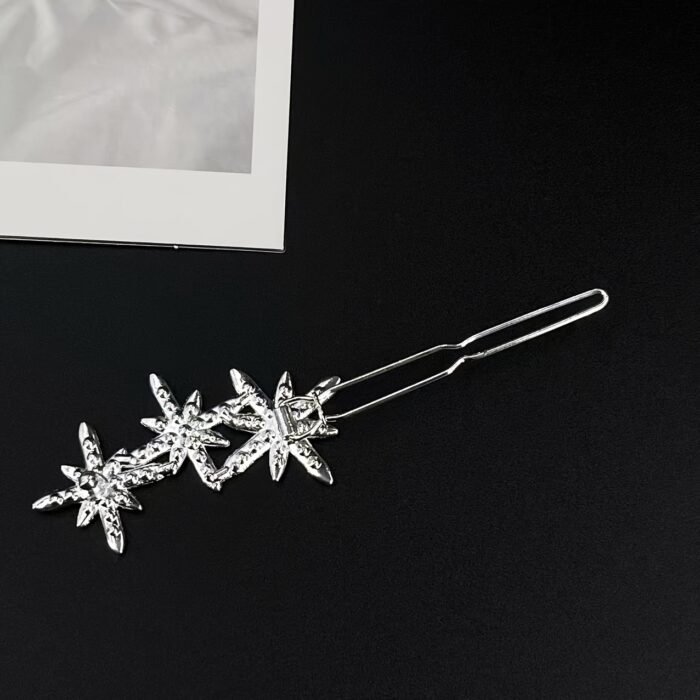 2pcs Sparkling Rhinestone Star Hair Clips for Women - Elegant Alloy Side & Bangs Barrettes, Sweet Style - Image 7