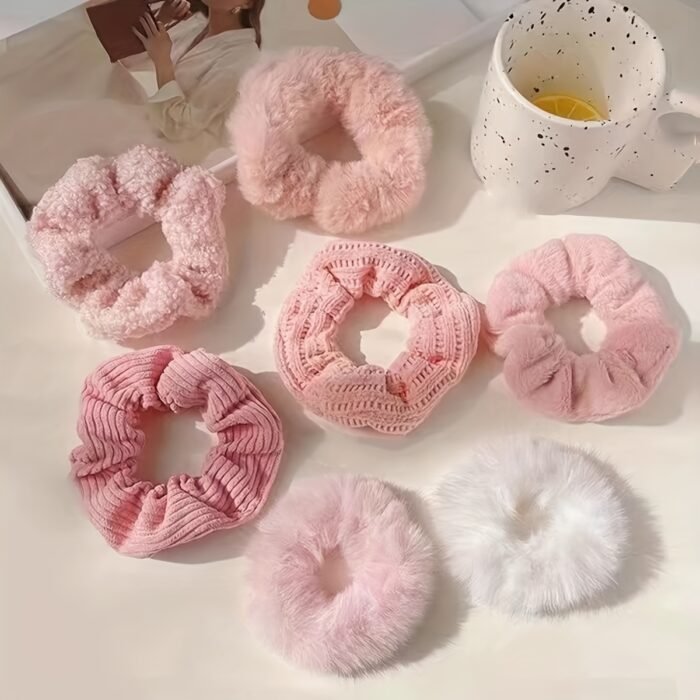 7pcs Premium Plush Hair Tie Set, Simple And Elegant, Suitable for Ponytails And Buns. - Image 7