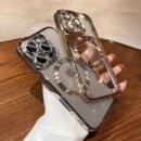 Luxury Plating Transparent Magnetic Wireless Charging Phone Case for Iphone 11/12/13/14/15/16 Pro Max Plus with Lens Protection Shockproof Clear Soft Cover