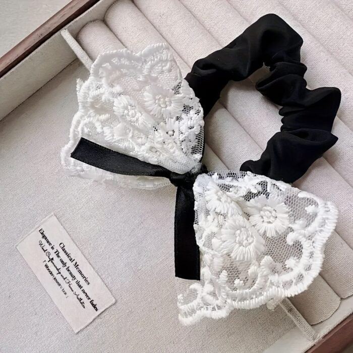 New lace bow, large intestine headband, Korean version hair accessory, sweet headband, cute headband, rubber band, stylish headband accessory - Image 10