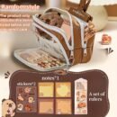 Charming Capybara-Themed Stationery Set - Elegant Light Brown Canvas Organizer with Zippered Pouch & Compartments, Ideal for Graduation & Birthday Gifts, Includes Markers, Pens, and Highlighters, Gift Bag Included, Capybara Accessories