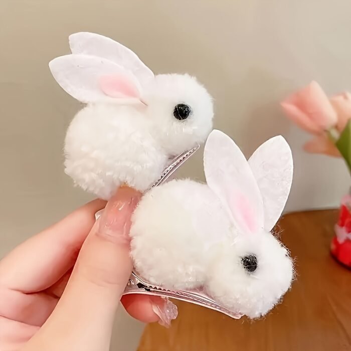 2pcs Adorable Easter Bunny Hair Clips - Fluffy Feather Design, Warm 3D Rabbit Ears for Women - Perfect for Parties & Daily Wear, Festive Hair Accessory | Playful Accessory | Soft Texture, Bunny Accessories - Image 3