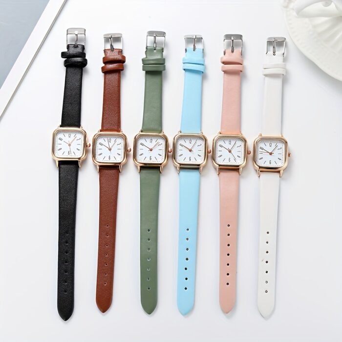 Ladies Square Quartz Watch with Faux Leather Strap And Zinc Alloy Case - Image 7