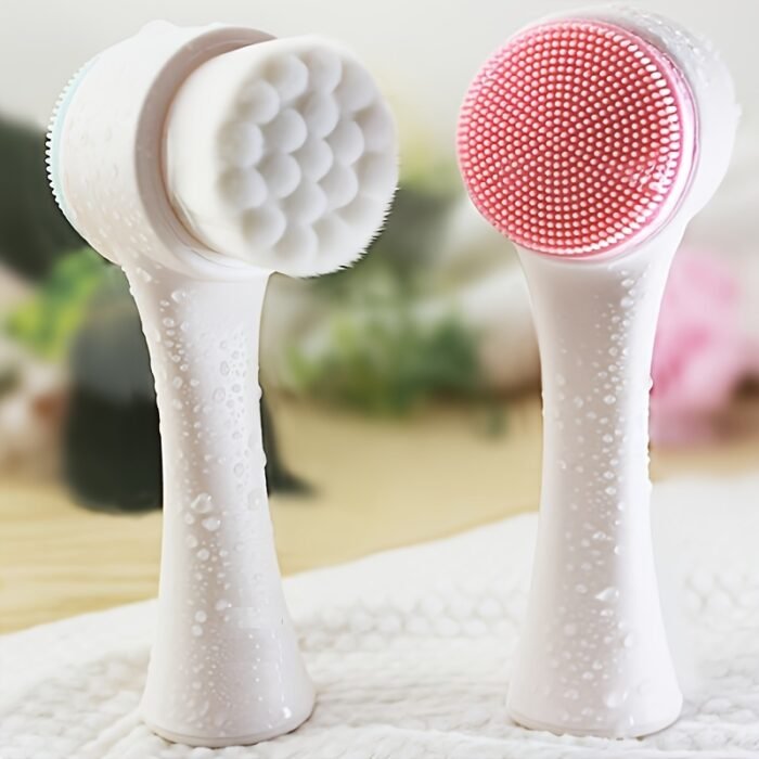 2-In-1 Silicone Face Cleanser - Gentle Exfoliation & Massage, Dual Soft Brushes Suitable for All Skin Types, Fragrance-Free - Image 2