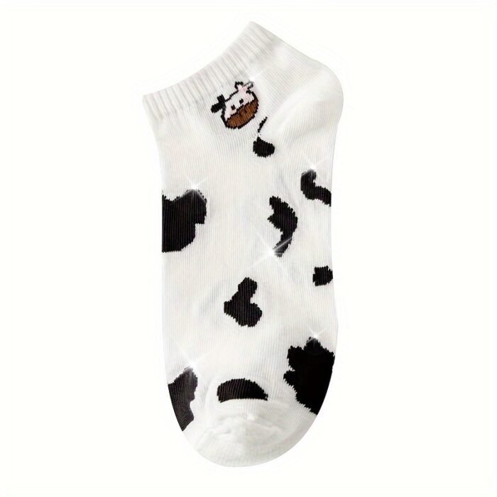 5 Pairs Mixed Color Animal Print Short Socks, 97% Polyester 3% Spandex, Breathable Sweat-Absorbent Knit Fabric, Comfortable Ankle Socks for Women - Image 11