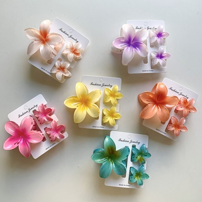 3pcs Floral Hair Clip Set - Cute Plastic Flower Pins with Colorful Egret Designs, Perfect for Half-Up Hairstyles, Stylish Hair Accessories|Vibrant Hair Pins|Durable Plastic - Image 2