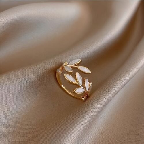 [Copper Leaf Ring] Copper Tree Leaf Open Ring, Plated, Suitable for Women's Everyday Wear