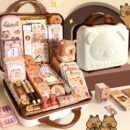 A Capybara-Themed Stationery Gift Set, Featuring Cartoon-Themed Plastic And Wooden School Supplies Including Notebooks, Fountain Pens, Paper Clips, And Accessories, Suitable for Students, Halloween, Christmas, Birthday Gifts, Graduation Gifts