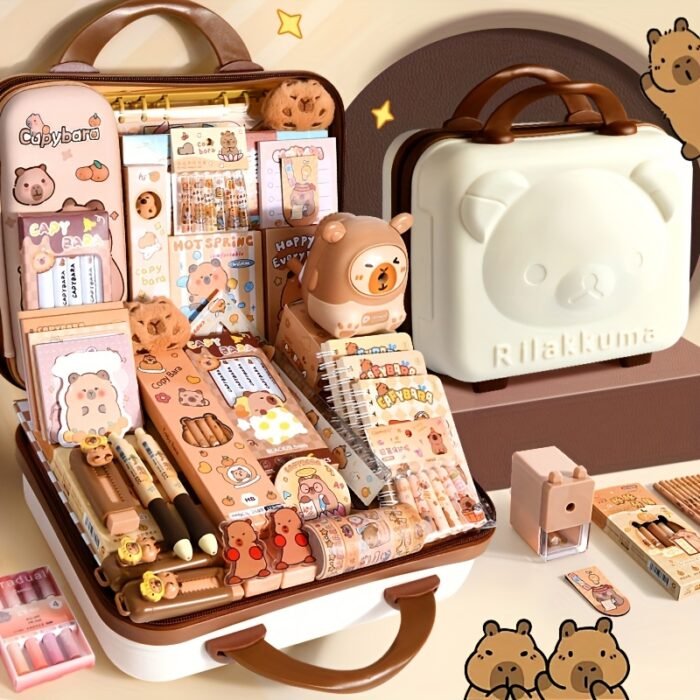 A Capybara-Themed Stationery Gift Set, Featuring Cartoon-Themed Plastic And Wooden School Supplies Including Notebooks, Fountain Pens, Paper Clips, And Accessories, Suitable for Students, Halloween, Christmas, Birthday Gifts, Graduation Gifts - Image 6
