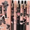 6-Pack Butterfly & Rose Flower Retractable Gel Pens, 0.5mm Fine Point, Black Ink, Durable Plastic, No Feathering, Ideal for School, Office, Home Stationery, Perfect Gift for Girls and Boys