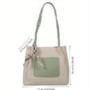 Women's Vintage Woven Tote Bag - Summer 2025 New Design, Large Capacity Crossbody Shoulder Bag with Decorative Tassel Handles & Zipper Closure, Light Brown/White/Green, Durable Fabric for Casual & Holiday Use, Casual Shoulder Bag | Braided Strap Bag | Zipper Closure Tote
