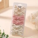 6pcs Bohemian Cream Polka Dot Bow Hair Clips - Soft Polyester, Fashionable and Gentle for Girls, Perfect for Parties, Gatherings, and Casual Attire, Party Hair Accessories|Playful Bow Design|Soft Texture Clips, Cute Hair Accessorie