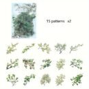 30-Pack Plant Floral Branch PET Decorative Stickers, Mixed Color Self-Adhesive Plastic Craft Embellishments with Crystal Accents, Glossy Finish, Irregular Shapes for Scrapbooking and Journaling