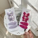 4pcs Boho Chic Butterfly Hair Clips Set for Girls - Pink & White Floral BB Clips with Scalloped Edges, Versatile All-Season Accessories, Perfect for Daily Wear & Holiday Outings