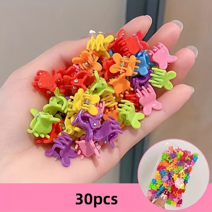 30 colorful small flower hair clips, children's butterfly and star hair clips, cute and sweet hair accessories - Image 10