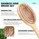 4pcs Hair Brush Comb Set for Men Women - Bamboo Bristle Hairbrush with Tail Comb, Tooth Comb, Double Head Comb, 3 Air Cushion Massage Brushes for Scalp Massage, Bamboo Material, Finishing Comb Style, Scalp Massager Set|Natural Bamboo Brush|Ergonomic Desig