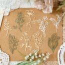 [Retro Floral] Scrapbooking Decorative Collage DIY Craft Material Paper | Pack of 10 sheets | Paper | Hollowed out base | Scrapbook magazine planning, decorative collage, DIY craft | Retro floral branch and leaf
