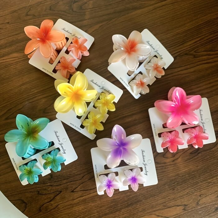 3pcs Floral Hair Clip Set - Cute Plastic Flower Pins with Colorful Egret Designs, Perfect for Half-Up Hairstyles, Stylish Hair Accessories|Vibrant Hair Pins|Durable Plastic