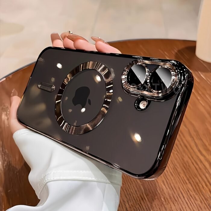 Luxury Plating Transparent Magnetic Wireless Charging Phone Case for Iphone 11/12/13/14/15/16 Pro Max Plus with Lens Protection Shockproof Clear Soft Cover - Image 14
