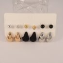 12pcs Elegant & Cute Hoop Earrings Set, 316 Stainless Steel Ear Needle, Non-Allergenic, with Teardrop & Sphere Stud Earrings, Versatile for Daily & Gift Occasions, All Seasons