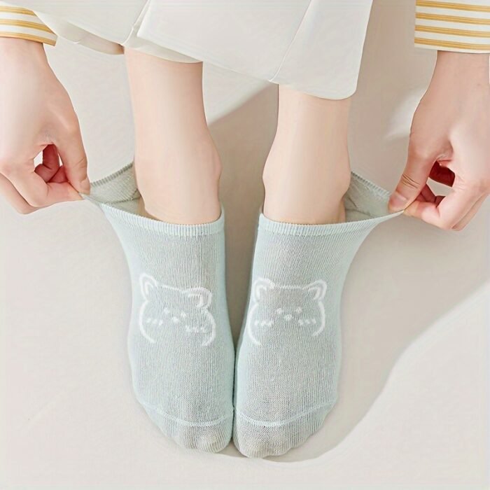 6 Pairs Cartoon Animal Socks, Cute All-match Breathable Invisible Socks, Women's Stockings & Hosiery - Image 6
