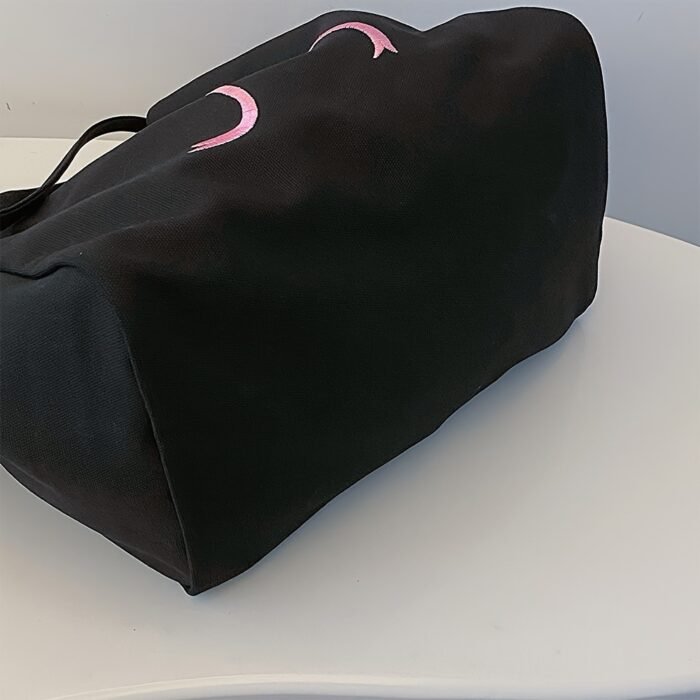 Embroidered Bowtie Underarm Tote Bag For Men Women, Large Handbag For Daily Commute, Simple Trendy Versatile Daypacks - Image 10