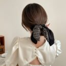 3pcs of Floral Ribbon Hair Bands, Double Layer Floral Hair Bands, Bow Temperament Elegant Senior Sense of Floral Ribbon, Fashion Head Ropes, Small Scarves, Fresh Sweet Ponytail Hair Accessories