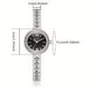 BESTWIN Elegant Fashion Women'S Wrist Watch with Rhinestone Round Case, Pearl Bracelet Band, Quartz Movement, Analog Display, Zinc Alloy Case, Non, Button Battery - Ladies' Timepiece