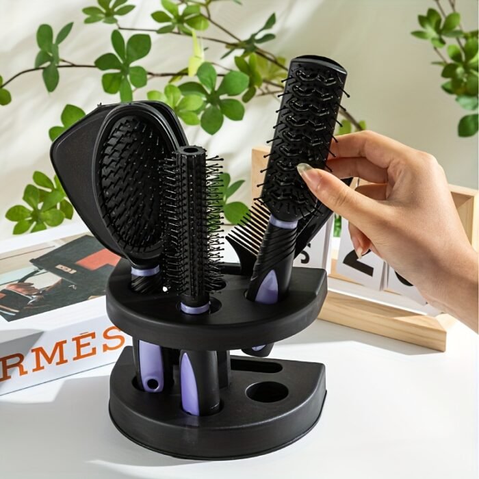 5pcs Unisex Professional Hair Styling Set, Scalp Massage, Detangling Brushes, Airbag Comb, Makeup Mirror, Unscented, for Normal Relaxed Textured Hair - Image 8