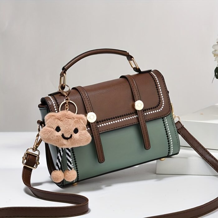 Stylish Women's Synthetic Leather Crossbody Bag - Lightweight, Versatile, and Secure Zip Closure with Adjustable Strap, Black & Brown Two-Tone Design, Perfect for Casual Everyday Use - Image 10