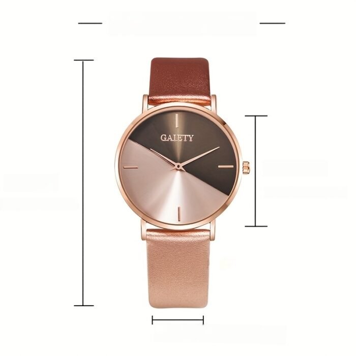 1pc Elegant Two-Tone Women'S Quartz Watch, Simple Style Shockproof Round Case, Synthetic Leather Strap, Analog Display - Non- Alloy Case with Button Battery - Image 14