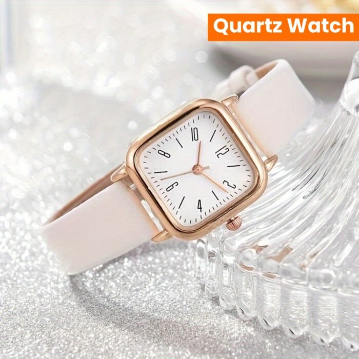 Ladies Square Quartz Watch with Faux Leather Strap And Zinc Alloy Case - Image 18