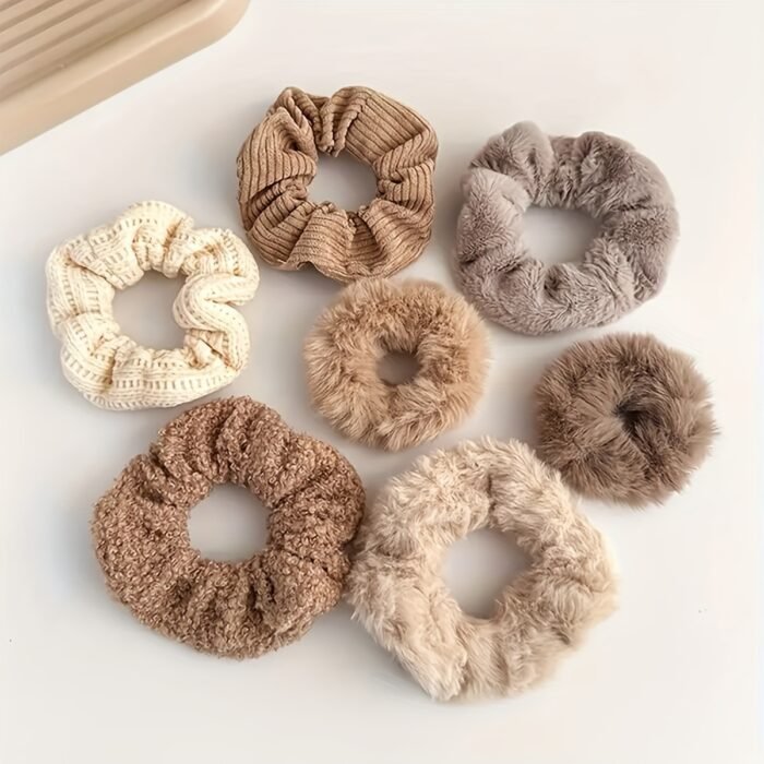 7pcs Premium Plush Hair Tie Set, Simple And Elegant, Suitable for Ponytails And Buns. - Image 11