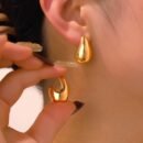 12pcs Elegant & Cute Hoop Earrings Set, 316 Stainless Steel Ear Needle, Non-Allergenic, with Teardrop & Sphere Stud Earrings, Versatile for Daily & Gift Occasions, All Seasons