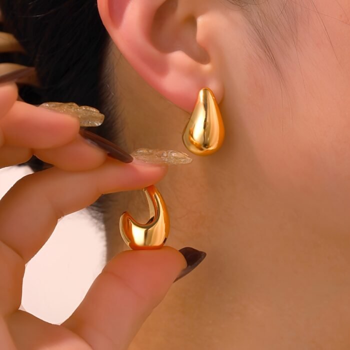12pcs Elegant & Cute Hoop Earrings Set, 316 Stainless Steel Ear Needle, Non-Allergenic, with Teardrop & Sphere Stud Earrings, Versatile for Daily & Gift Occasions, All Seasons - Image 7